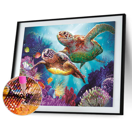 Turtles Sea 40*30CM(Canvas) Partial Round Drill Diamond Painting