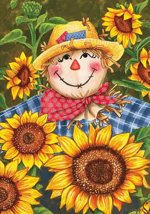 AB Diamond Painting - Full Round - Sunflower Scarecrow (40*55cm)