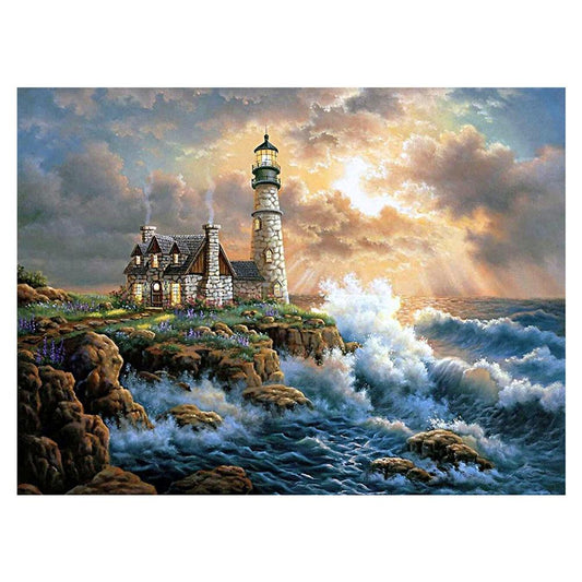 Lighthouse 40*30CM(Canvas) Full Round Drill Diamond Painting