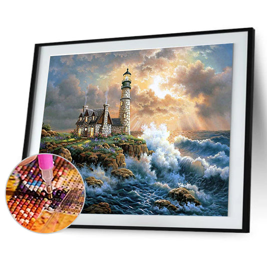 Lighthouse 40*30CM(Canvas) Full Round Drill Diamond Painting