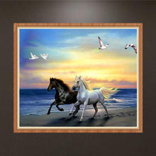 Load image into Gallery viewer, Horses 30*40CM(Canvas) Partial Round Drill Diamond Painting
