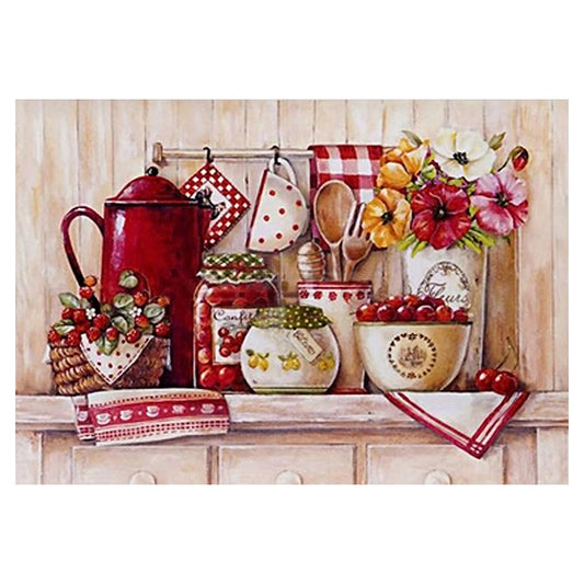Kitchen 30*40CM(Canvas) Full Round Drill Diamond Painting