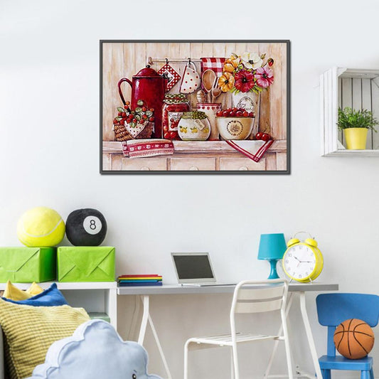 Kitchen 30*40CM(Canvas) Full Round Drill Diamond Painting