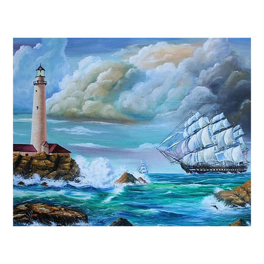 Sea 30*25CM(Canvas) Full Round Drill Diamond Painting