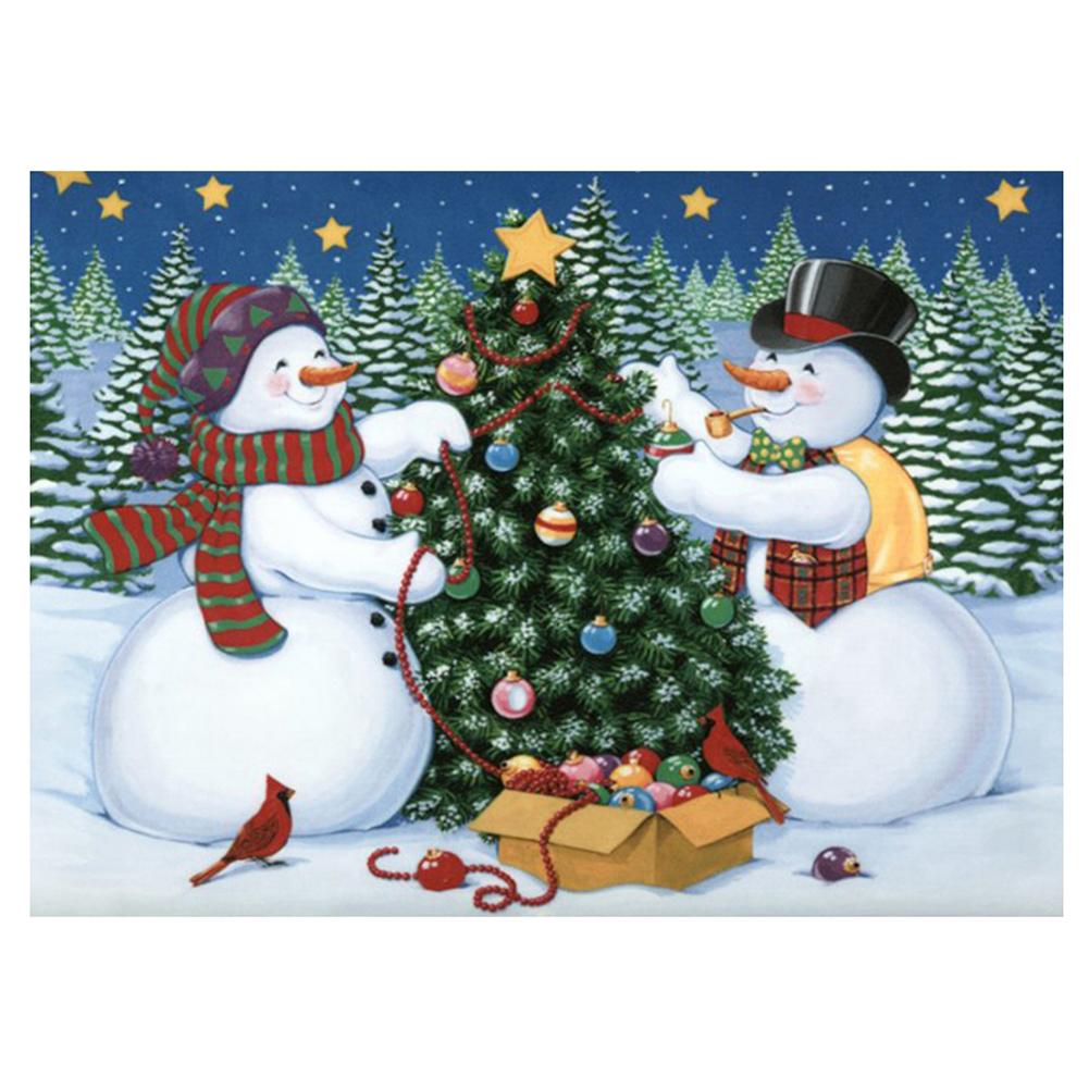 Snowman Christmas Tree 30*40CM(Canvas) Full Round Drill Diamond Painting