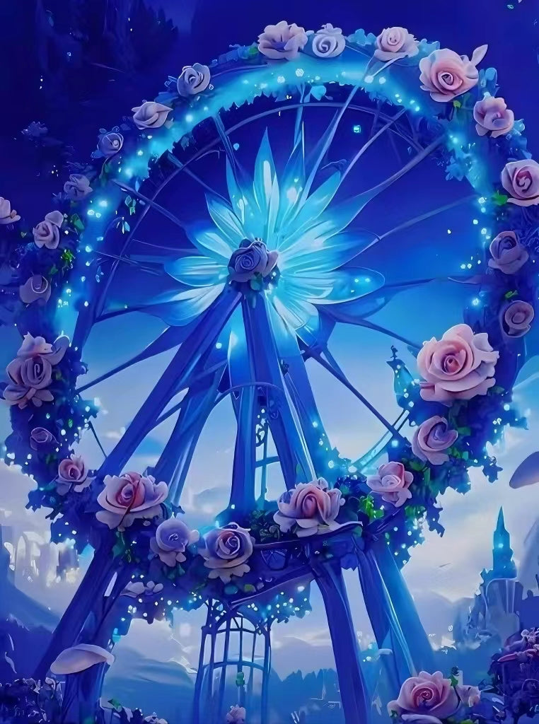 AB Diamond Painting - Full Round - Blue Romantic Ferris Wheel (40*50cm)