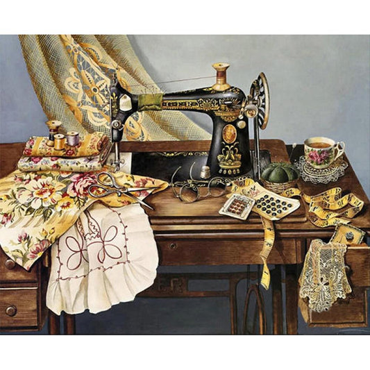 Sewing Machine 40*30CM(Canvas) Full Round Drill Diamond Painting