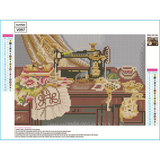 Sewing Machine 40*30CM(Canvas) Full Round Drill Diamond Painting