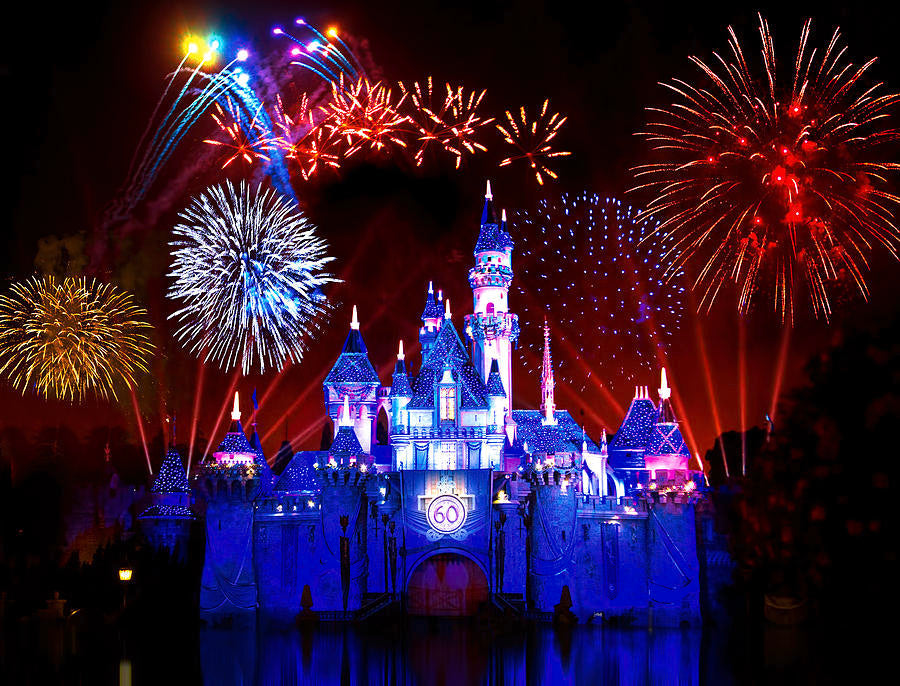 Diamond Painting - Full Round - disney castle fireworks (40*30CM)