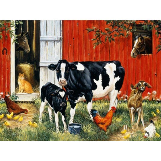 Cow 30*40CM(Canvas) Full Round Drill Diamond Painting