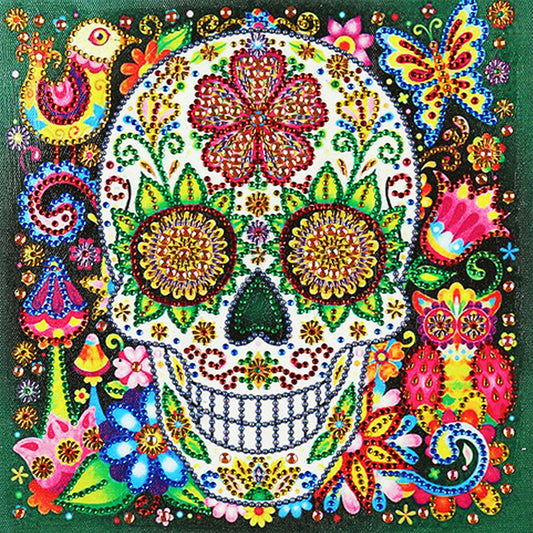 Novelty Skull 25*25CM(Canvas)-Partial Round Drill Diamond Painting