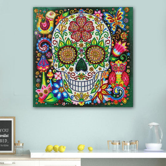 Novelty Skull 25*25CM(Canvas)-Partial Round Drill Diamond Painting