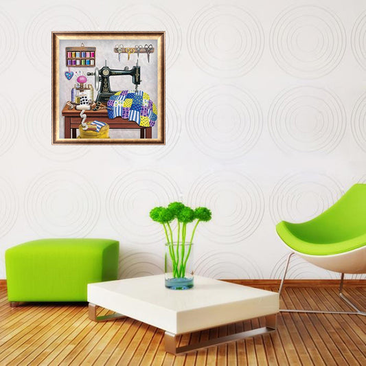 Sewing Machine 30*30CM(Canvas) Full Round Drill Diamond Painting