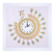 Load image into Gallery viewer, Peafowl Clock 35*35CM(Canvas) Special Shaped Drill Diamond Painting
