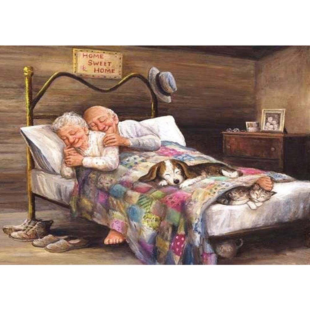 Happy Old Couple 40*30CM(Canvas) Full Round Drill Diamond Painting