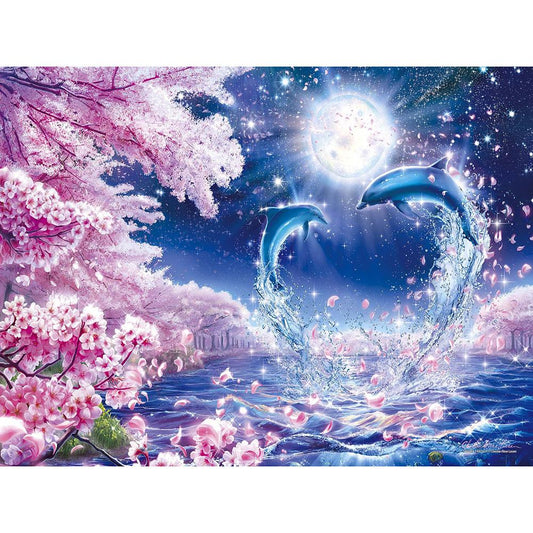 Dolphin 40*30CM(Canvas) Full Round Drill Diamond Painting