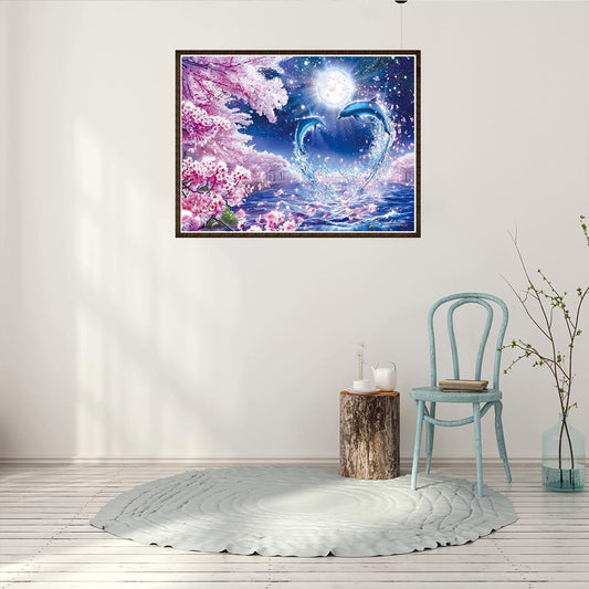 Dolphin 40*30CM(Canvas) Full Round Drill Diamond Painting