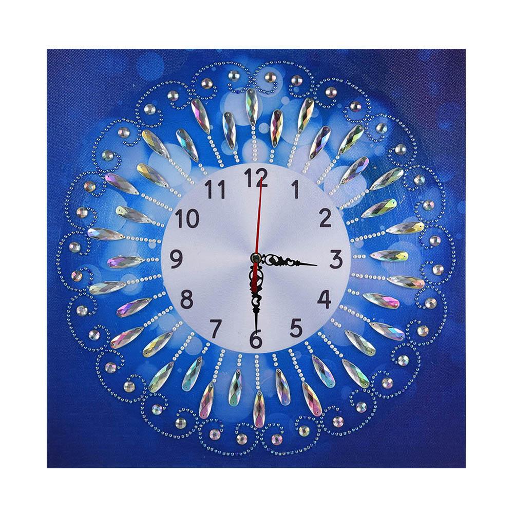 Novelty Flower Clock 35*35CM(Canvas) Round Drill Diamond Painting