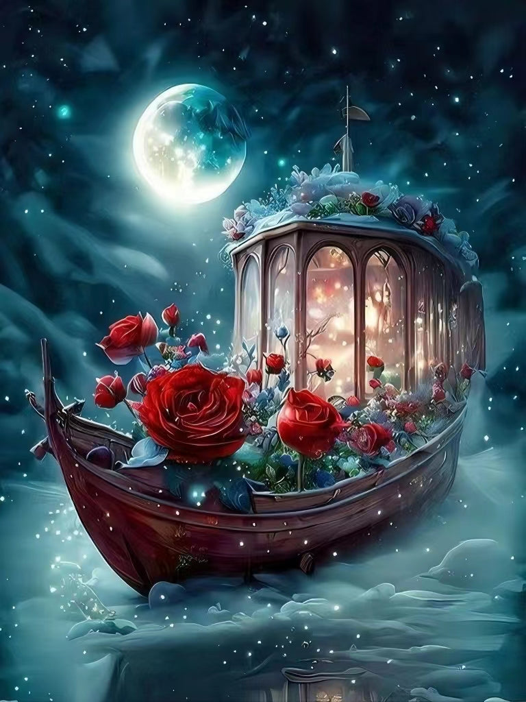 AB Diamond Painting - Full Round - Rose Sailing Boat (40*50cm)