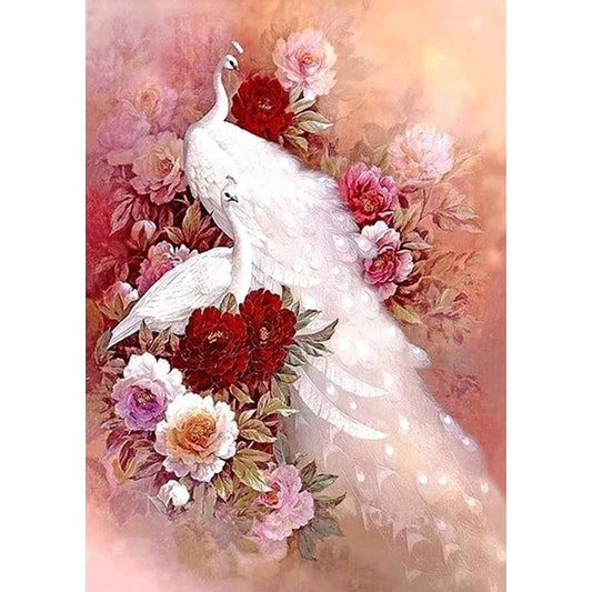 White Peacock 30*40CM(Canvas) Full Square Drill Diamond Painting