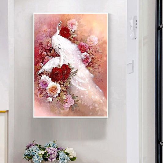 White Peacock 30*40CM(Canvas) Full Square Drill Diamond Painting