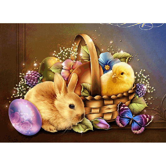 Easter Chick Rabbit 40*30CM(Canvas) Full Round Drill Diamond Painting