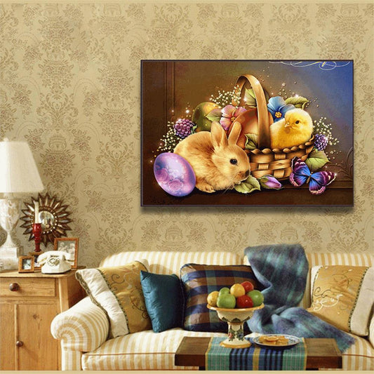 Easter Chick Rabbit 40*30CM(Canvas) Full Round Drill Diamond Painting