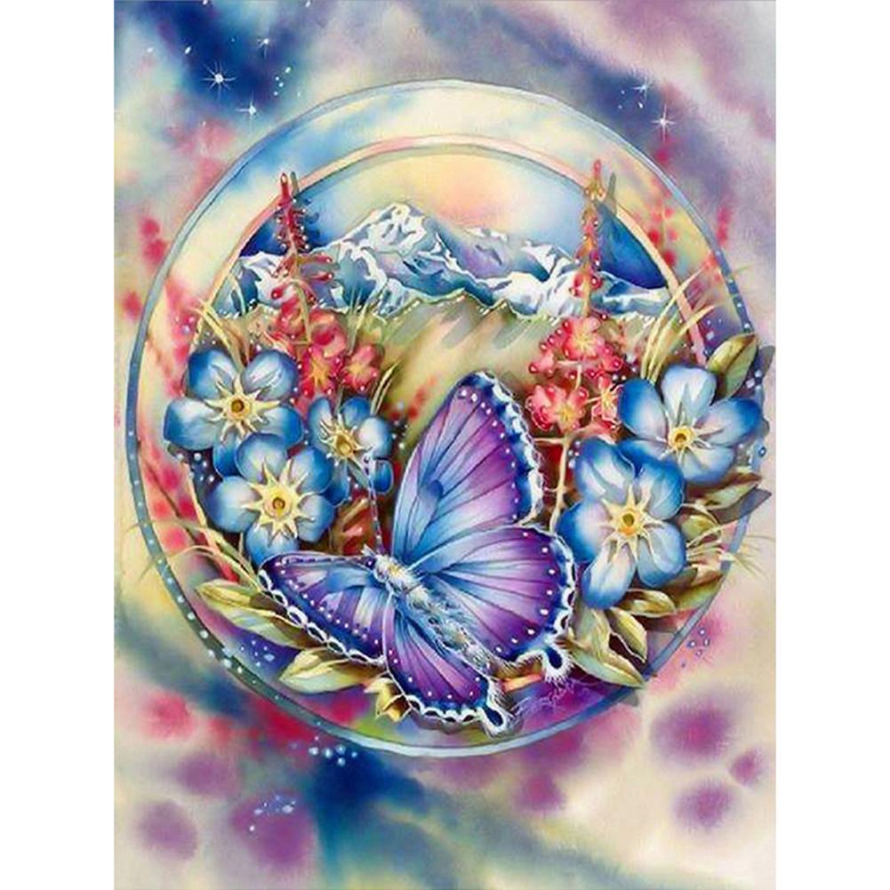 Flower Butterfly 30*40CM(Canvas) Full Square Drill Diamond Painting