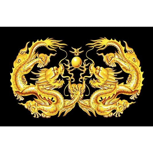 2 Dragons 40*30CM(Canvas) Full Round Drill Diamond Painting