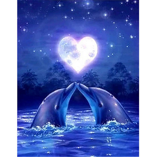 Dolphin Love 40*30CM(Canvas) Full Round Drill Diamond Painting