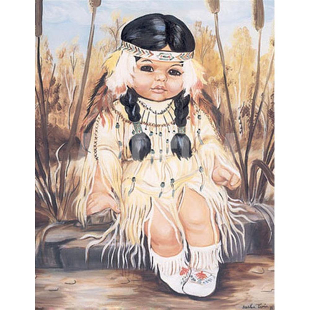 Village Girl 30*40CM(Canvas) Full Round Drill Diamond Painting