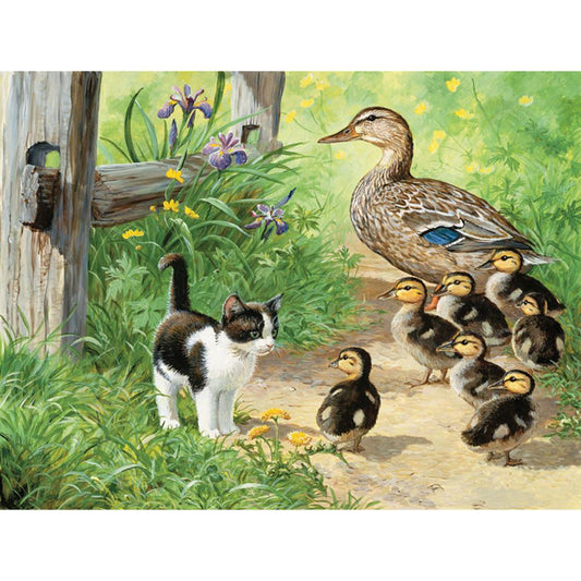 Village Cat Ducks 40*30CM(Canvas) Full Round Drill Diamond Painting