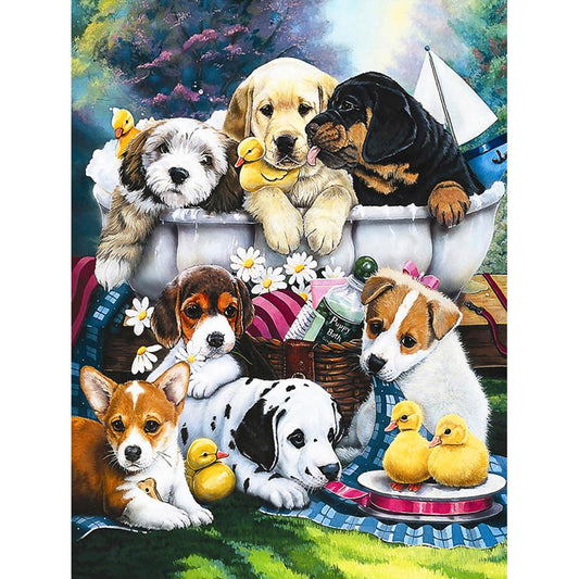 Dogs 40*30CM(Canvas) Full Round Drill Diamond Painting