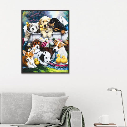Dogs 40*30CM(Canvas) Full Round Drill Diamond Painting
