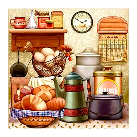 Kitchen 30*30CM(Canvas) Full Round Drill Diamond Painting