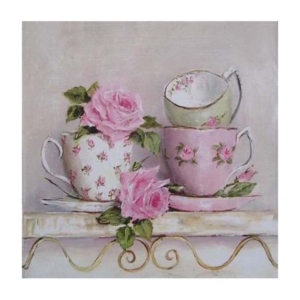 Pink Cups 30*30CM(Canvas) Full Round Drill Diamond Painting