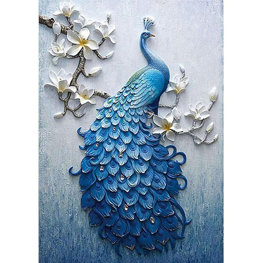 Blue Peafowl 40x30cm(canvas) full round drill diamond painting