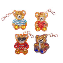 Load image into Gallery viewer, 4pcs DIY Full Drill Special Shaped Diamond Painting Bear Keychain Pendants
