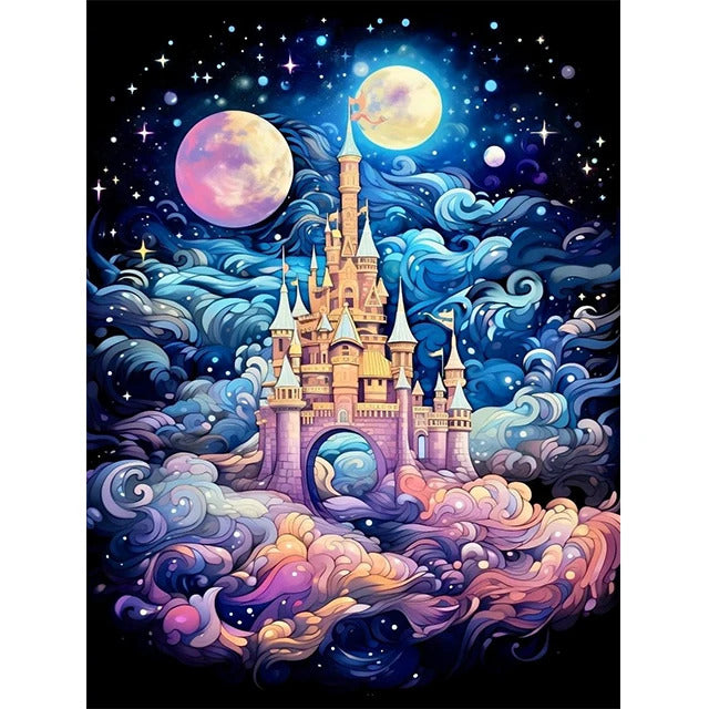 AB Diamond Painting - Full Round - Van Gogh Moon Night Scenery Castle (40*50CM)