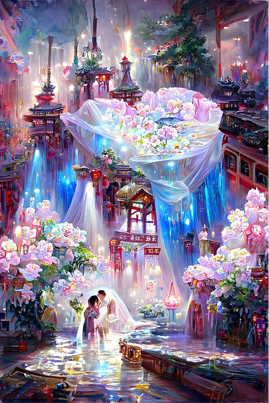 AB Diamond Painting - Full Round - Flower Castle (50*75cm)