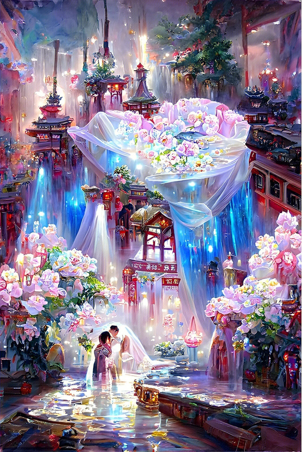 AB Diamond Painting - Full Round - Flower Castle (50*75cm)