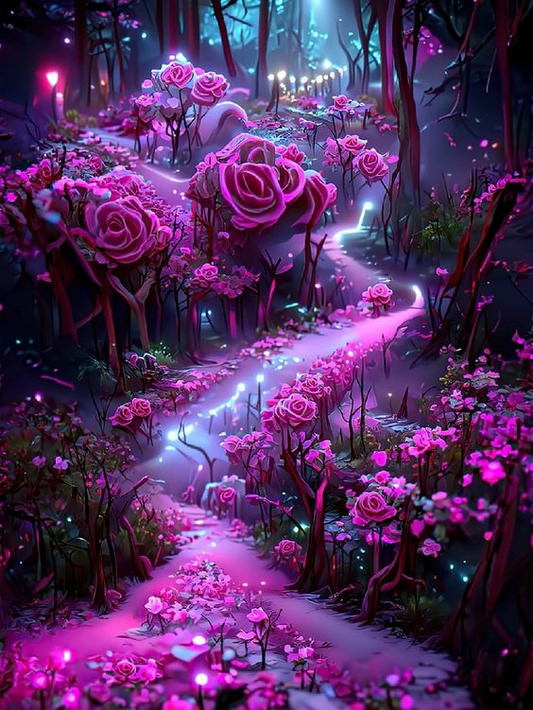 AB Diamond Painting - Full Round - Purple Rose Road (40*50cm)