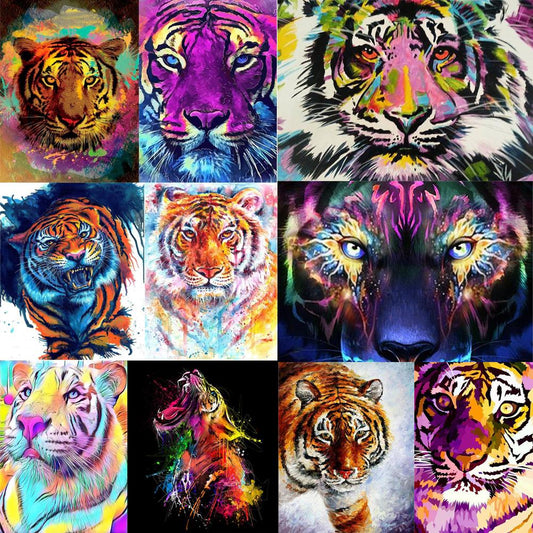 Tiger 40*30CM(Canvas) Full Round Drill Diamond Painting