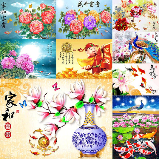 Chinese Style 40*30CM(Canvas) Full Round Drill Diamond Painting