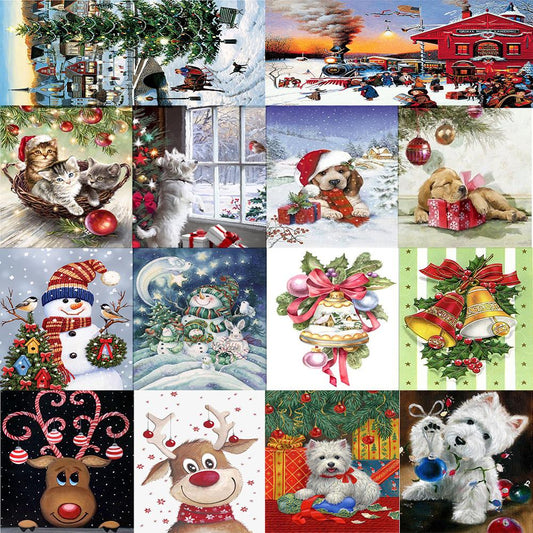 Christmas 30*40CM(Canvas)-Full Round Drill Diamond Painting