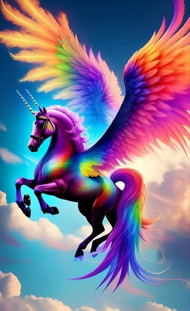 AB Diamond Painting - Full Round - Colorful Pegasus In The Sky (40*65cm)
