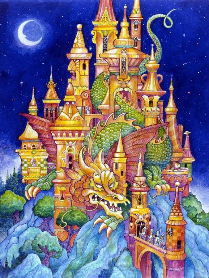 AB Diamond Painting - Full Round - Castle Dragon (40*50CM)