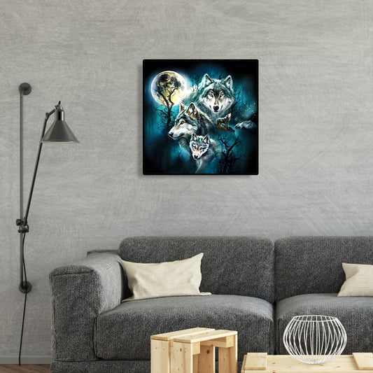 Night Wolves 30*30CM(Canvas) Full Round Drill Diamond Painting