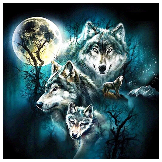 Night Wolves 30*30CM(Canvas) Full Round Drill Diamond Painting