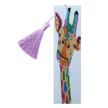 Load image into Gallery viewer, DIY Special Shape Diamond Painting Leather Tassel Bookmark Giraffe Logo
